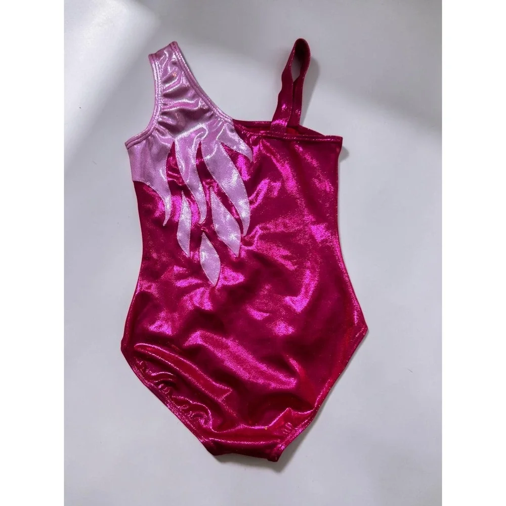 Balera Girls Child Large (fit my 8yo) Pink Metallic Gymnastics Dance Leotard CL